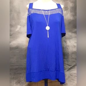 Belldini cold-shoulder top blue size 2x